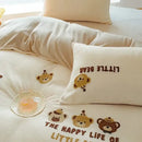 GobekUsa Embroidered Fleece Winter Bedding Set: Duvet Cover, Sheet, Quilt, Pillowcases