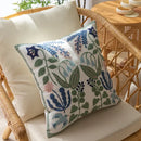 Embroidered floral bird white office cushion pillowcase office by Decorbites