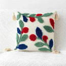 Embroidered geometric leaves pillow cover living room tasseled decor by Decorbites