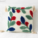 Embroidered geometric leaves pillow cover living room tasseled decor by Decorbites