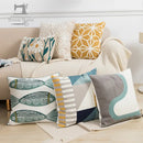 Embroidered green and gold fish pillow cover living room by Decorbites