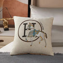 Embroidered horse cotton throw pillow cover living room decor by Decorbites