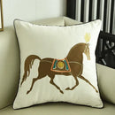 Embroidered horse pillowcase white throw pillow living room decor by Decorbites