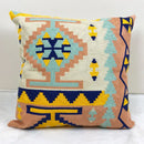 Embroidered kilim style cushion cover – living room geometric pillow by Decorbites