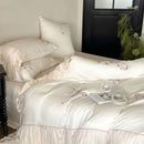 GobekUsa Embroidered Lace Princess Bedding Set - 4 Piece Cotton Flowers Collection