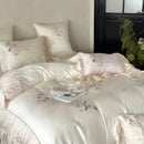GobekUsa Embroidered Lace Princess Bedding Set - 4 Piece Cotton Flowers Collection