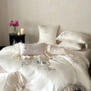 GobekUsa Embroidered Lace Princess Bedding Set - 4 Piece Cotton Flowers Collection