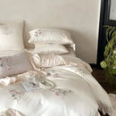 GobekUsa Embroidered Lace Princess Bedding Set - 4 Piece Cotton Flowers Collection