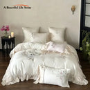 GobekUsa Embroidered Lace Princess Bedding Set - 4 Piece Cotton Flowers Collection