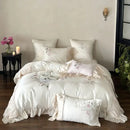 GobekUsa Embroidered Lace Princess Bedding Set - 4 Piece Cotton Flowers Collection