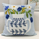 Embroidered lily of the valley blue hyacinth square pillowcase bedroom by Decorbites