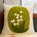 Embroidered lily of the valley blue hyacinth square pillowcase bedroom by Decorbites