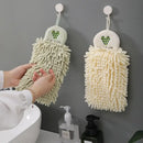 Embroidered microfiber hand towel pale green & cream kitchen decor by Decorbites