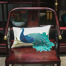 GobekUsa Embroidered Peacock Design Cushion Cover - Chinese Style Decorative Pillow Case