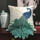 GobekUsa Embroidered Peacock Design Cushion Cover - Chinese Style Decorative Pillow Case