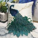 GobekUsa Embroidered Peacock Design Cushion Cover - Chinese Style Decorative Pillow Case