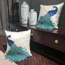 GobekUsa Embroidered Peacock Design Cushion Cover - Chinese Style Decorative Pillow Case