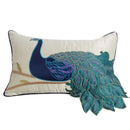 GobekUsa Embroidered Peacock Design Cushion Cover - Chinese Style Decorative Pillow Case