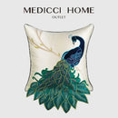 GobekUsa Embroidered Peacock Design Cushion Cover - Chinese Style Decorative Pillow Case