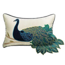 GobekUsa Embroidered Peacock Design Cushion Cover - Chinese Style Decorative Pillow Case