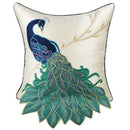 GobekUsa Embroidered Peacock Design Cushion Cover - Chinese Style Decorative Pillow Case