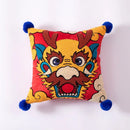 Embroidered red dragon year cushion cover living room pillow case by Decorbites