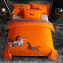 GobekUsa Galloping Horse 1000TC Egyptian Cotton Bedding Set: Duvet, Sheet, Pillowcases - Soft & Comfy