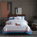 GobekUsa Galloping Horse 1000TC Egyptian Cotton Bedding Set: Duvet, Sheet, Pillowcases - Soft & Comfy