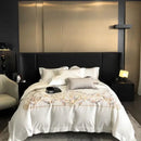 GobekUsa Egyptian Cotton Bedding Set: Queen King Ru Size Duvet Cover, Sheet, Pillowcase White