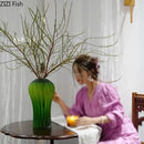 GobekUsa Cactus Frosted Glass Vase Table Decoration Artificial Flower Arrangement