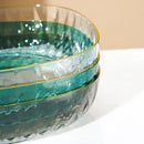 Emerald green crystal fruit plate dining room gold rim tray by Decorbites