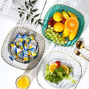 Emerald green crystal fruit plate dining room gold rim tray by Decorbites