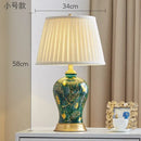 GobekUsa Golden Leaf Green Ceramic Table Lamp - Luxury New Chinese Style for Living Room