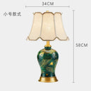 GobekUsa Golden Leaf Green Ceramic Table Lamp - Luxury New Chinese Style for Living Room