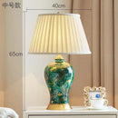 GobekUsa Golden Leaf Green Ceramic Table Lamp - Luxury New Chinese Style for Living Room