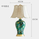 GobekUsa Golden Leaf Green Ceramic Table Lamp - Luxury New Chinese Style for Living Room