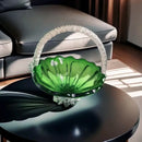 GobekUsa Crystal Handle Fruit Basket Glass Tray for Coffee Table, Elegant Living Room Decor
