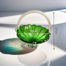 GobekUsa Crystal Handle Fruit Basket Glass Tray for Coffee Table, Elegant Living Room Decor