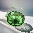 GobekUsa Crystal Handle Fruit Basket Glass Tray for Coffee Table, Elegant Living Room Decor