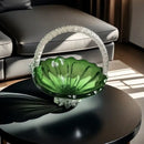 GobekUsa Crystal Handle Fruit Basket Glass Tray for Coffee Table, Elegant Living Room Decor
