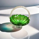 GobekUsa Crystal Handle Fruit Basket Glass Tray for Coffee Table, Elegant Living Room Decor