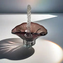 GobekUsa Crystal Handle Fruit Basket Glass Tray for Coffee Table, Elegant Living Room Decor