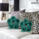 Emerald green star knotted lumbar cushion bedroom velvet pillow by Decorbites