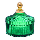 GobekUsa Green Striped Glass Jar with Lid, Small Objects Jewelry Storage Jar