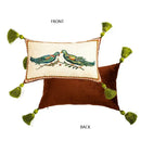 GobekUsa Birds Floral Print Cushion Cover with Tassels 50x50cm