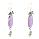 Emile Purple Quartz and Blue Turquoise Sterling Silver Drop Earrings