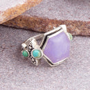 Emile Purple Quartz and Blue Turquoise Sterling Silver Ring
