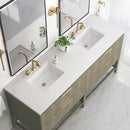 James Martin Emmeline 72" Double Bathroom Vanity, Pebble Oak