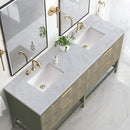 James Martin Emmeline 72" Double Bathroom Vanity, Pebble Oak