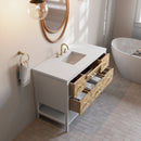 James Martin Olena 48" Single Bathroom Vanity, Polished White and Light Mappa Burl